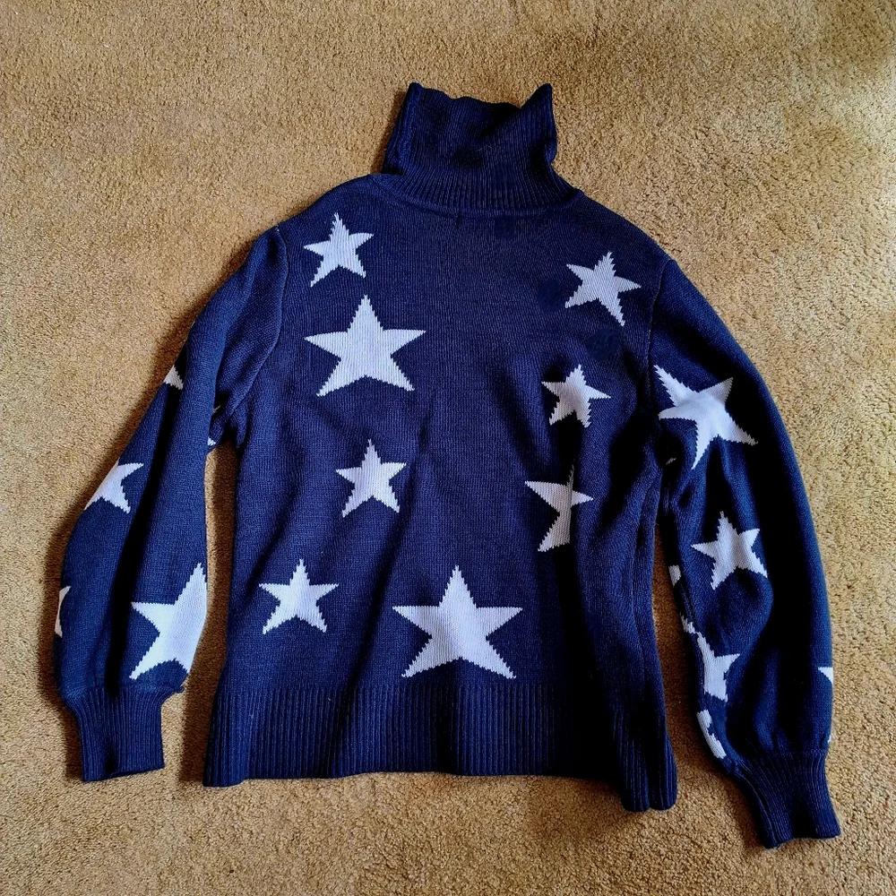 Zenana Blue Star Sweater - Picture 2 of 5